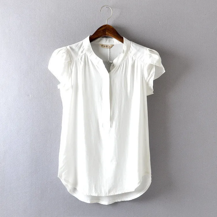 Comfortable casual Open collar Short sleeve Lively lady Blouse Striped flowers Solid Polka Dot Shirts Women's shirt tops,nc14
