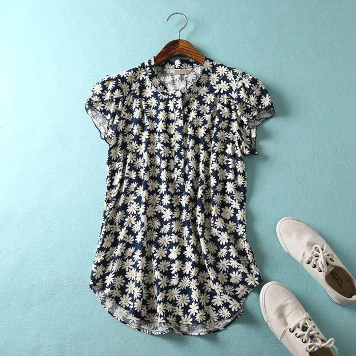 Comfortable casual Open collar Short sleeve Lively lady Blouse Striped flowers Solid Polka Dot Shirts Women's shirt tops,nc14