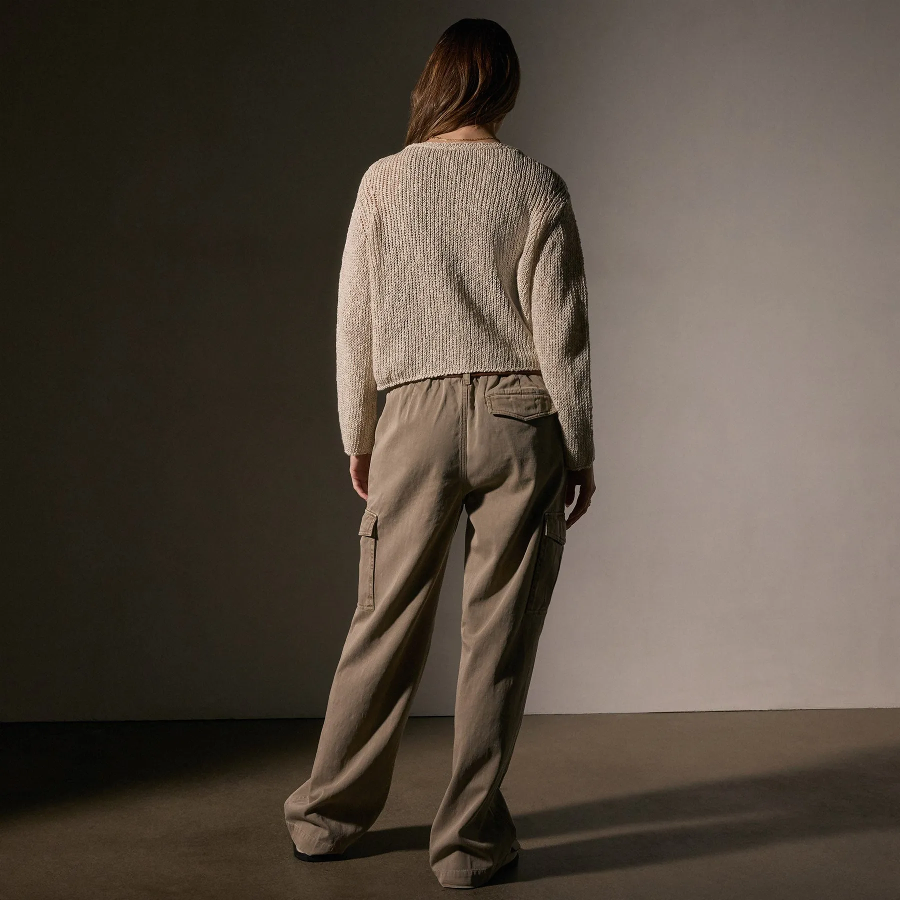Cotton Linen Open Knit Pullover - Natural