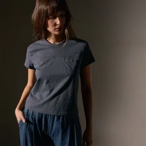 Cotton Linen Retro Pocket Tee - Asphalt