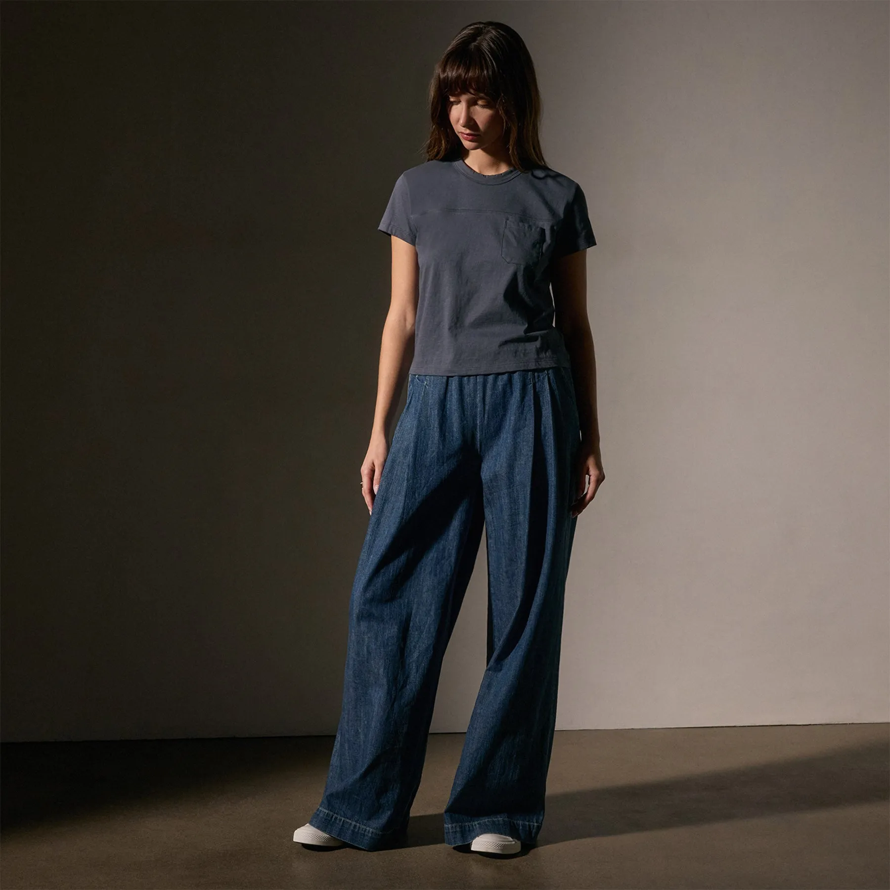 Cotton Linen Retro Pocket Tee - Asphalt