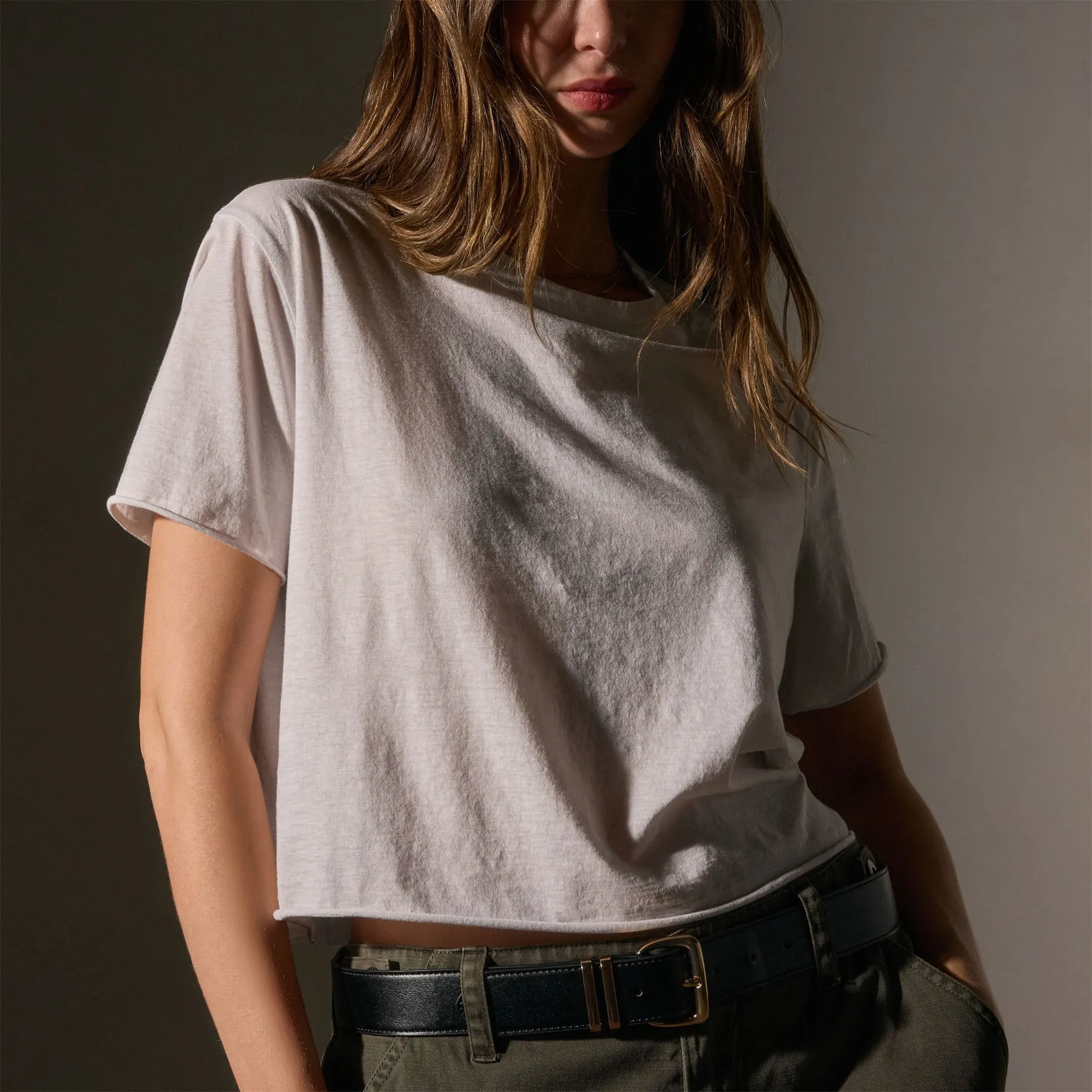 Cotton Linen Silk Tee - Light Mist