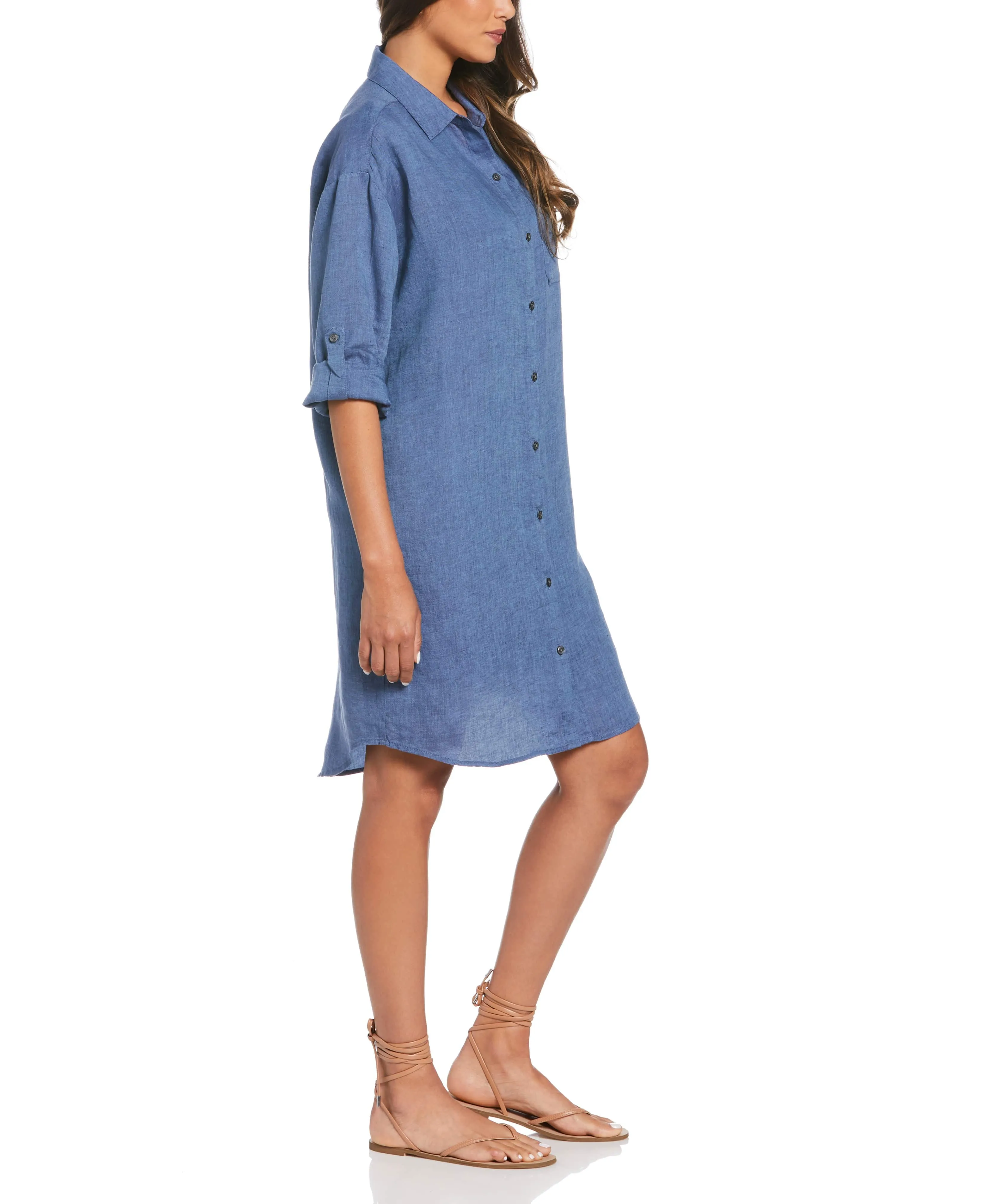 Cross-Dyed Linen Shirt Dress