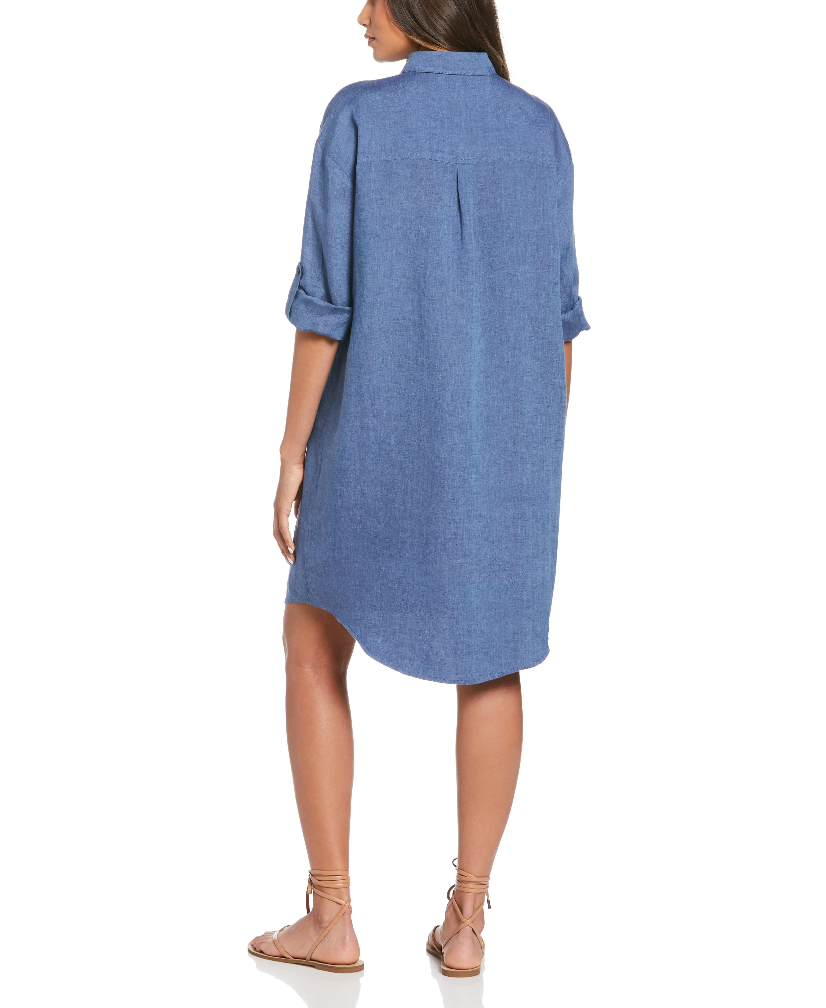 Cross-Dyed Linen Shirt Dress
