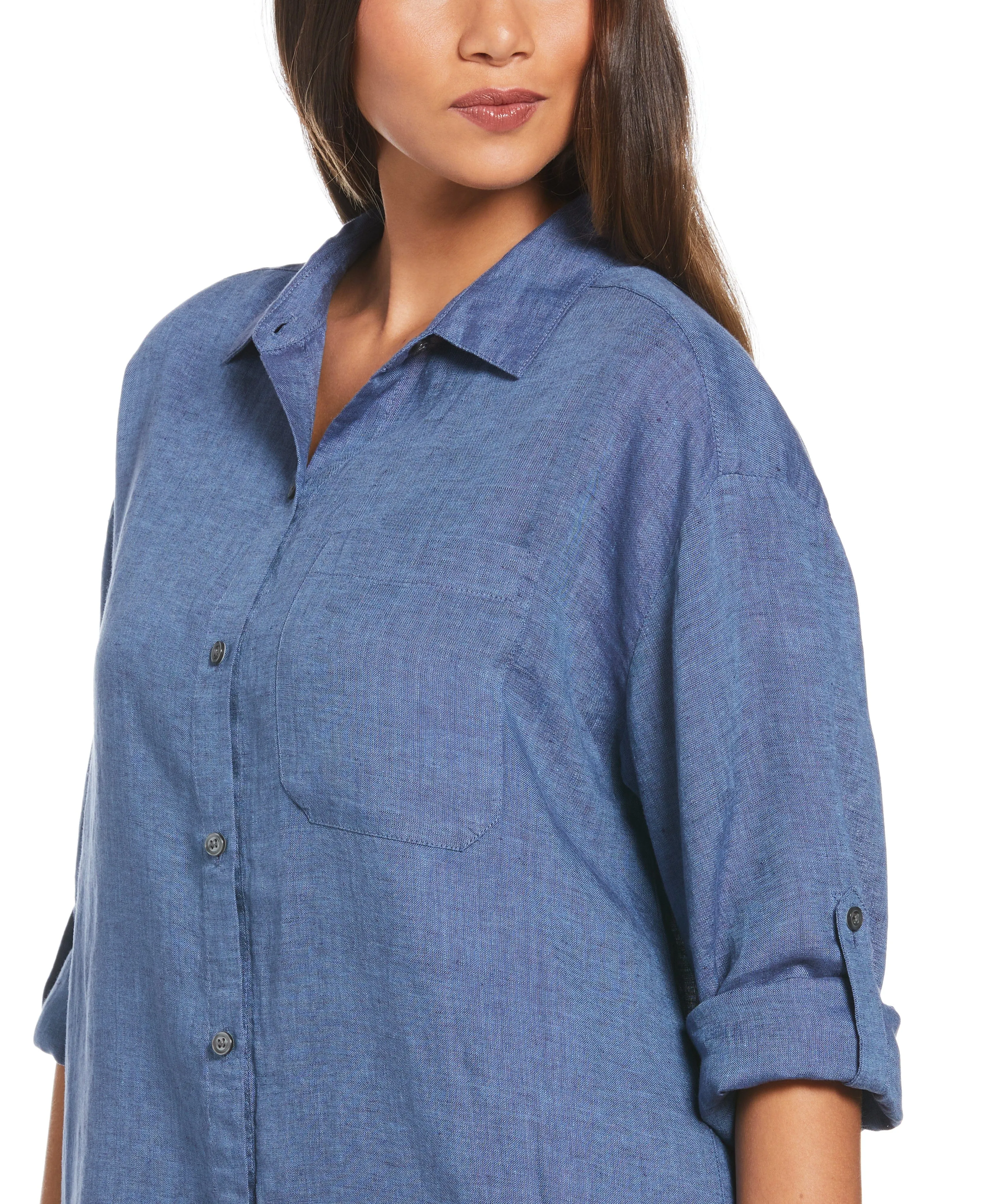 Cross-Dyed Linen Shirt Dress