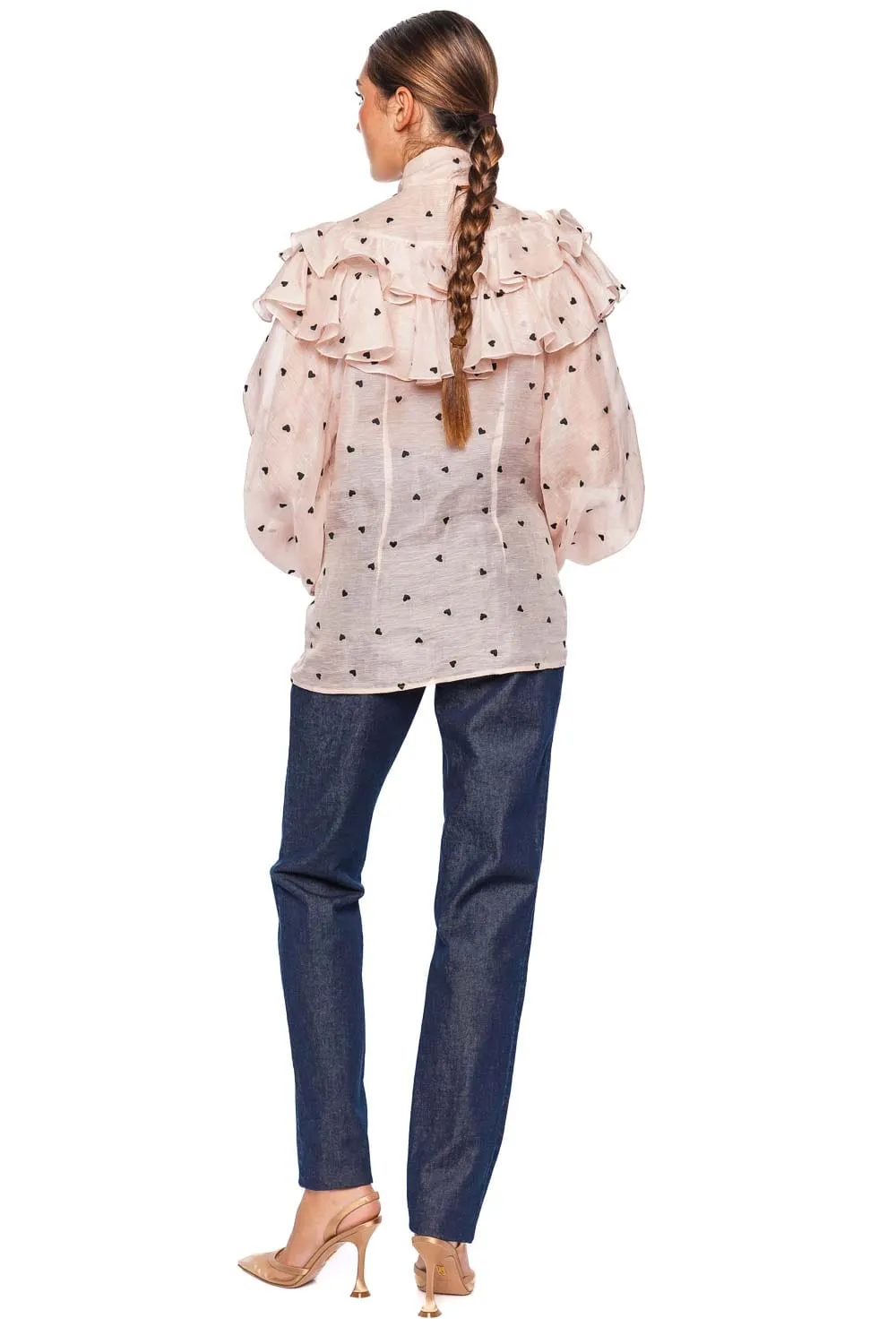 Crush Pink Hearts Embroidered Blouse