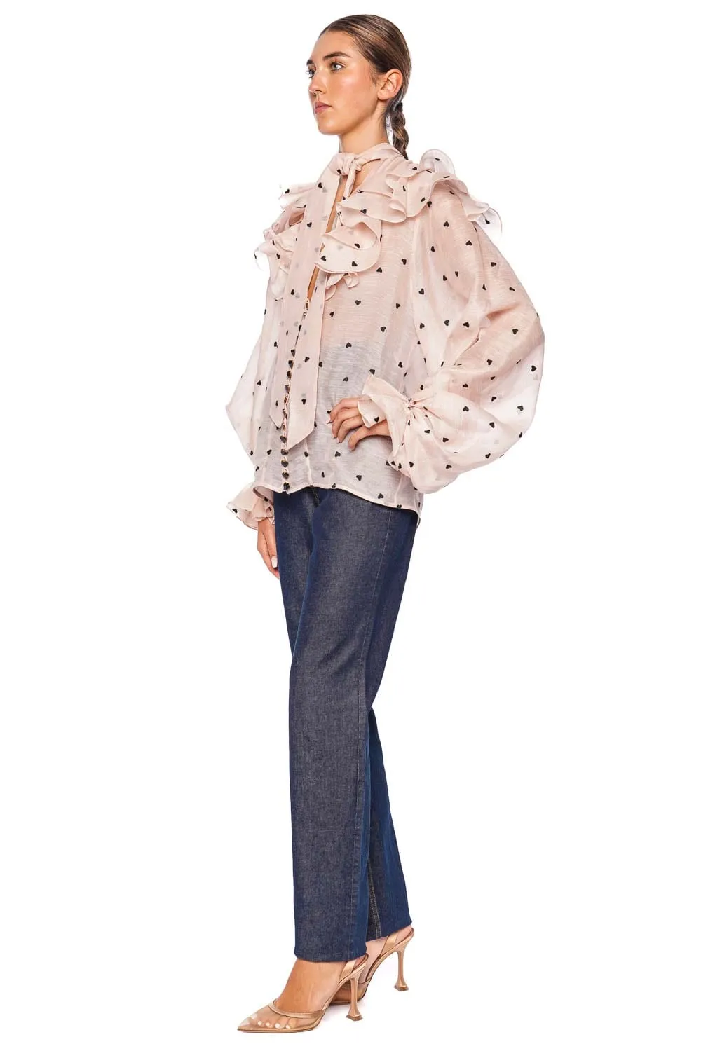 Crush Pink Hearts Embroidered Blouse