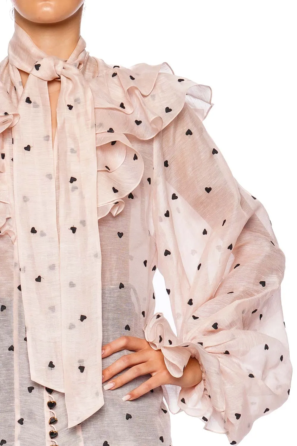 Crush Pink Hearts Embroidered Blouse