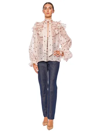 Crush Pink Hearts Embroidered Blouse