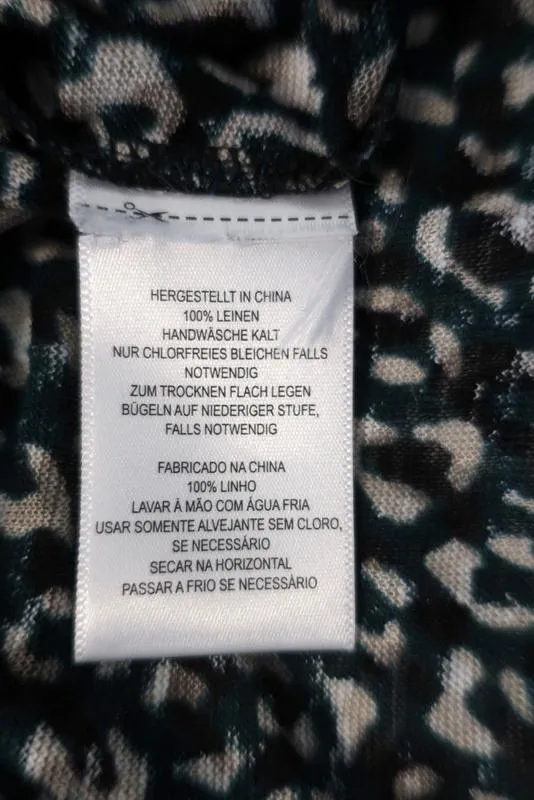 Current/Elliott Tee Clary Hunter Green Leopard Print Linen Size 1 T-Shirt Top