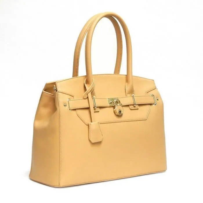 Designer Inspired LOEM brand pad lock key pink zipper pockets shoulder Bag handb