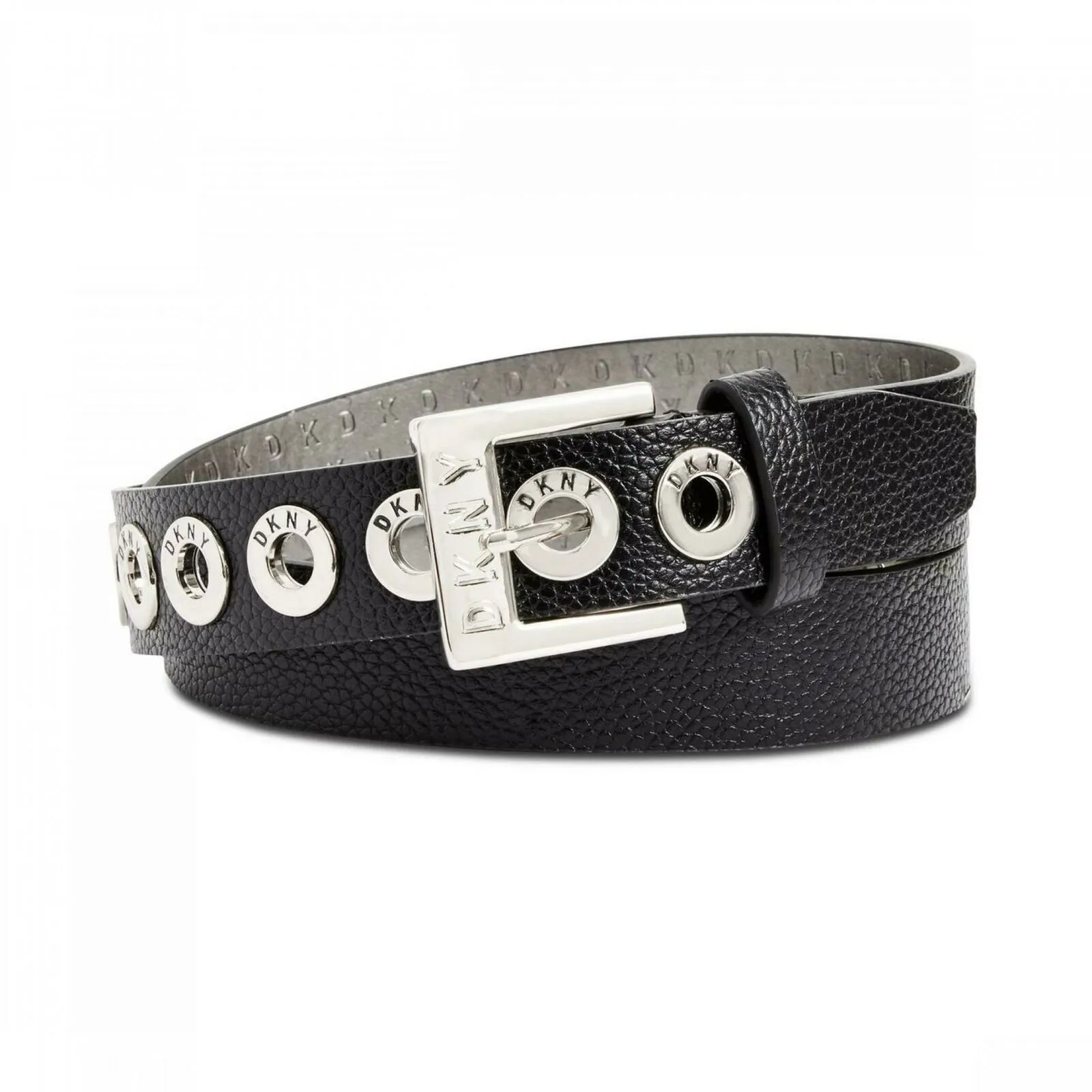 DKNY Women's Pebbled Faux Leather Grommet Belt