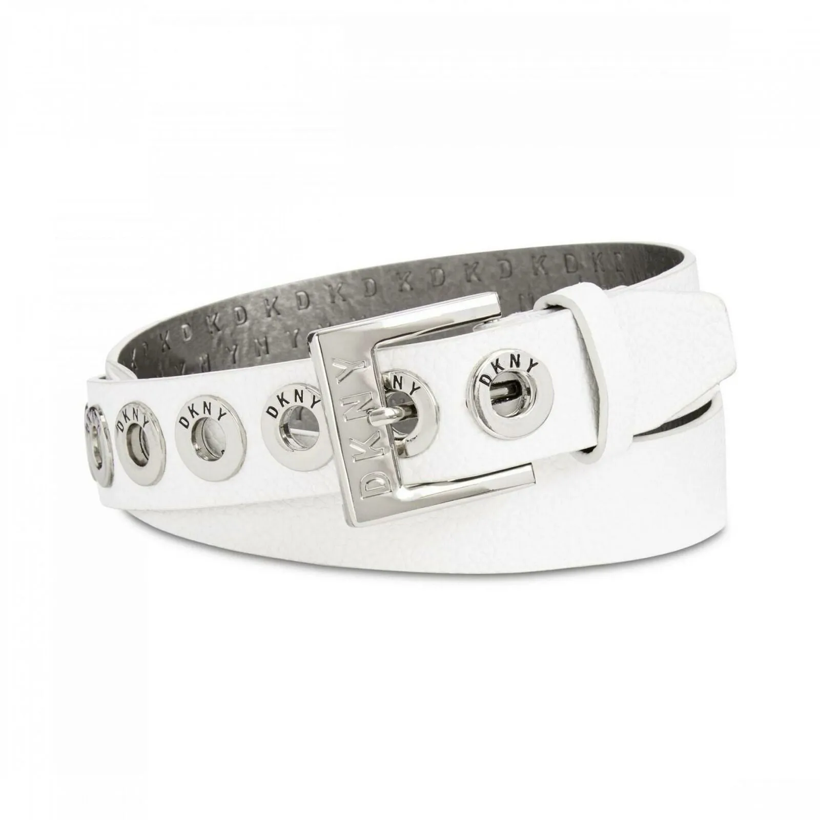 DKNY Women's Pebbled Faux Leather Grommet Belt