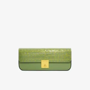 Embossed Leather Baguette Bag