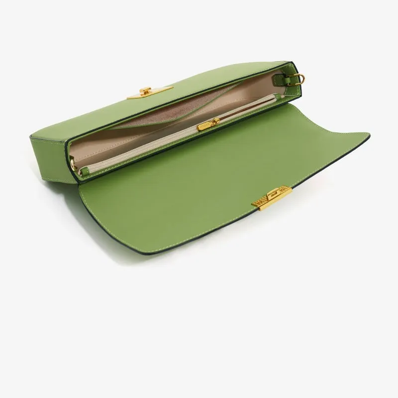 Embossed Leather Baguette Bag