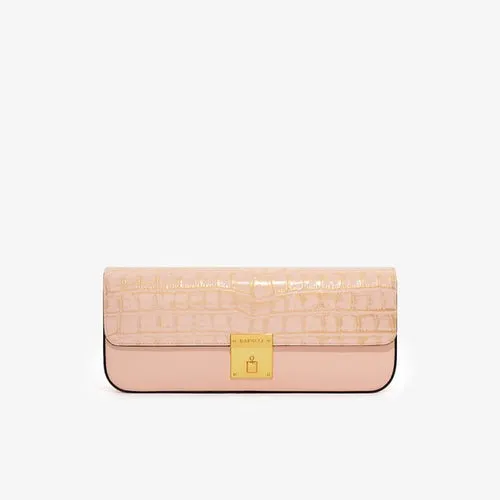 Embossed Leather Baguette Bag