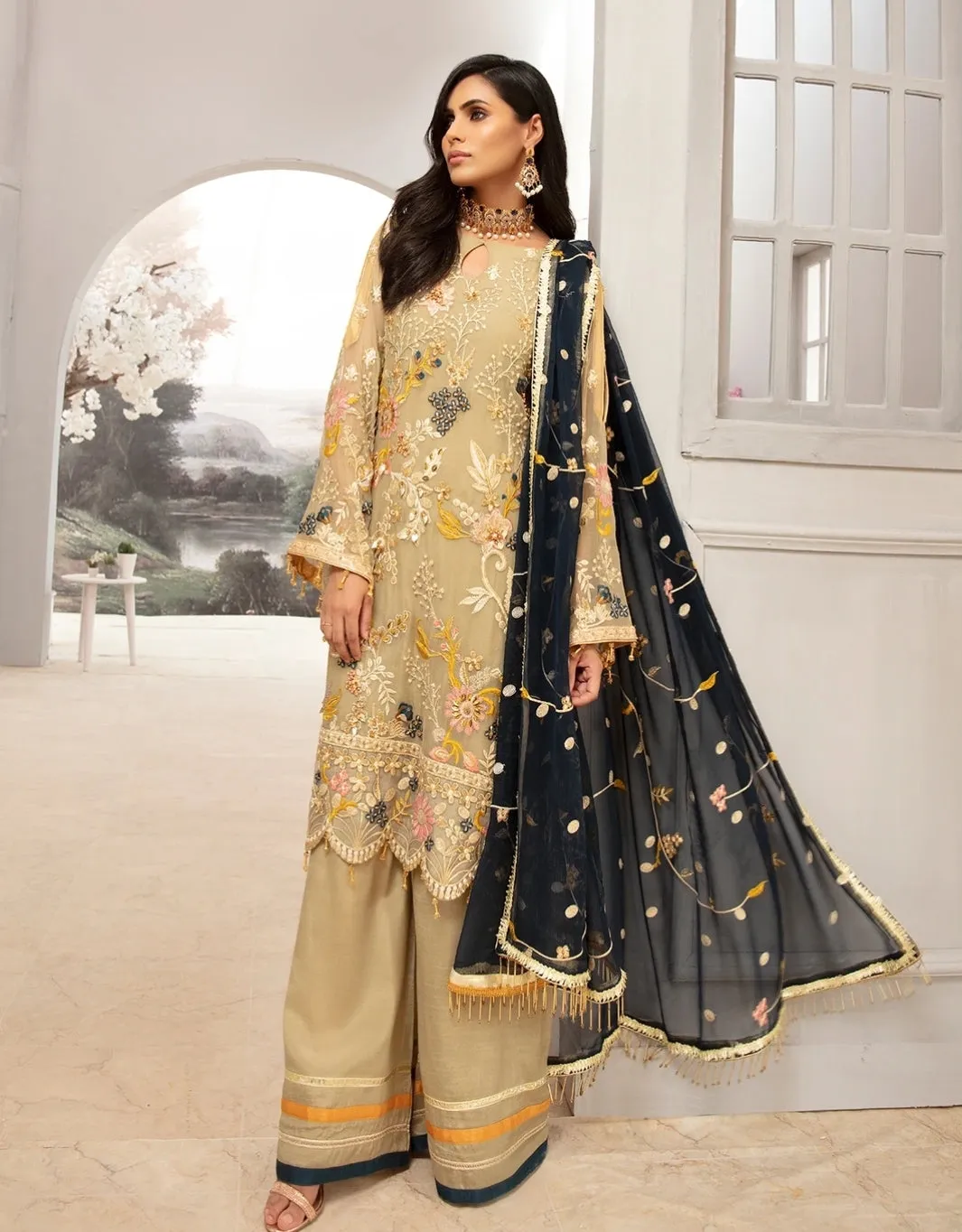 Embroidered Chiffon Dress In Pakistani Latest Collection # C2075