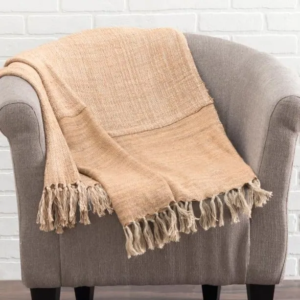 Faded Apricot Linen Blend Throw
