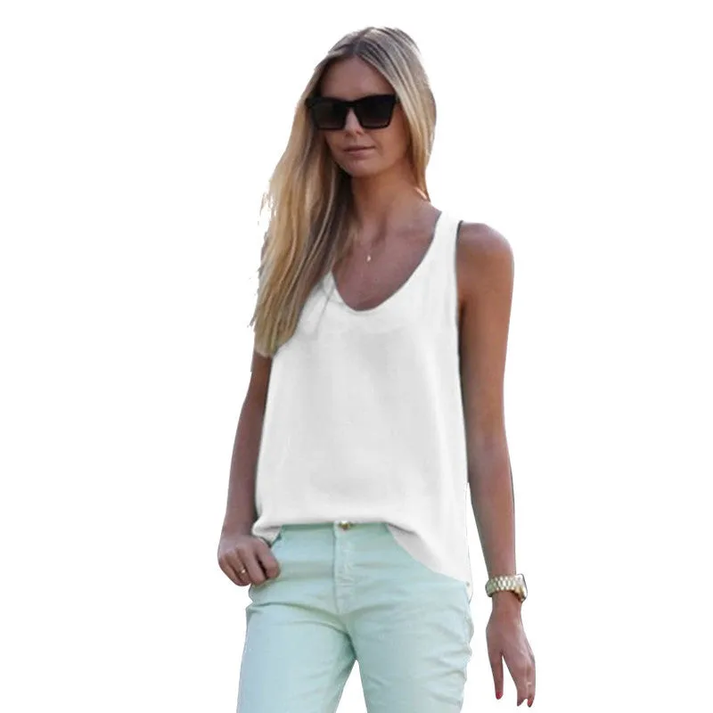 Fashion Spagetti Strap Vest Tank Top Womens Chiffon Sleeveless t-shirts Plus Size Camis T Shirt LJ3943E