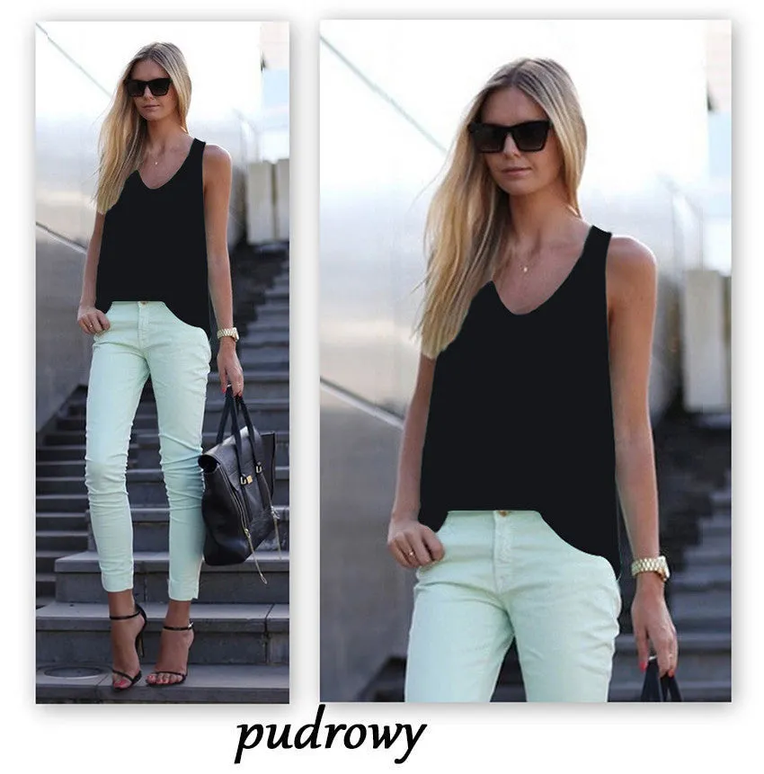 Fashion Spagetti Strap Vest Tank Top Womens Chiffon Sleeveless t-shirts Plus Size Camis T Shirt LJ3943E