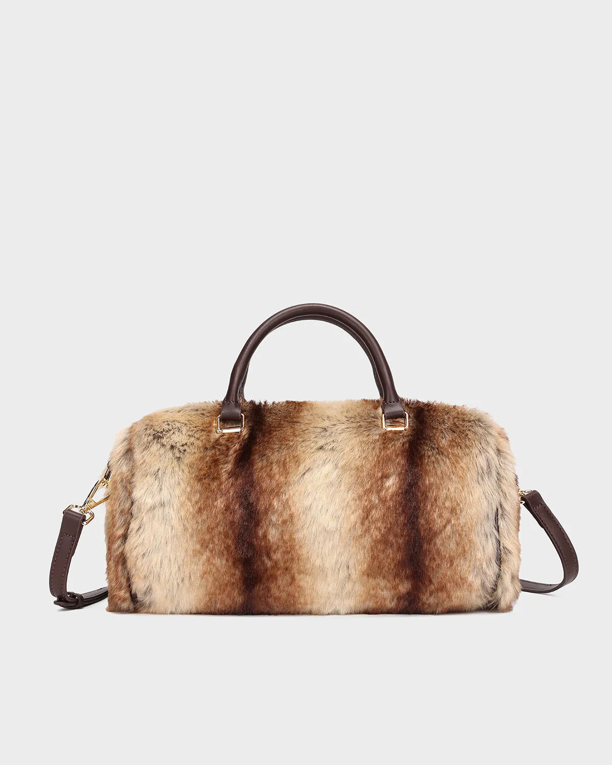 Faux Chinchilla Purse in Coffee Brown
