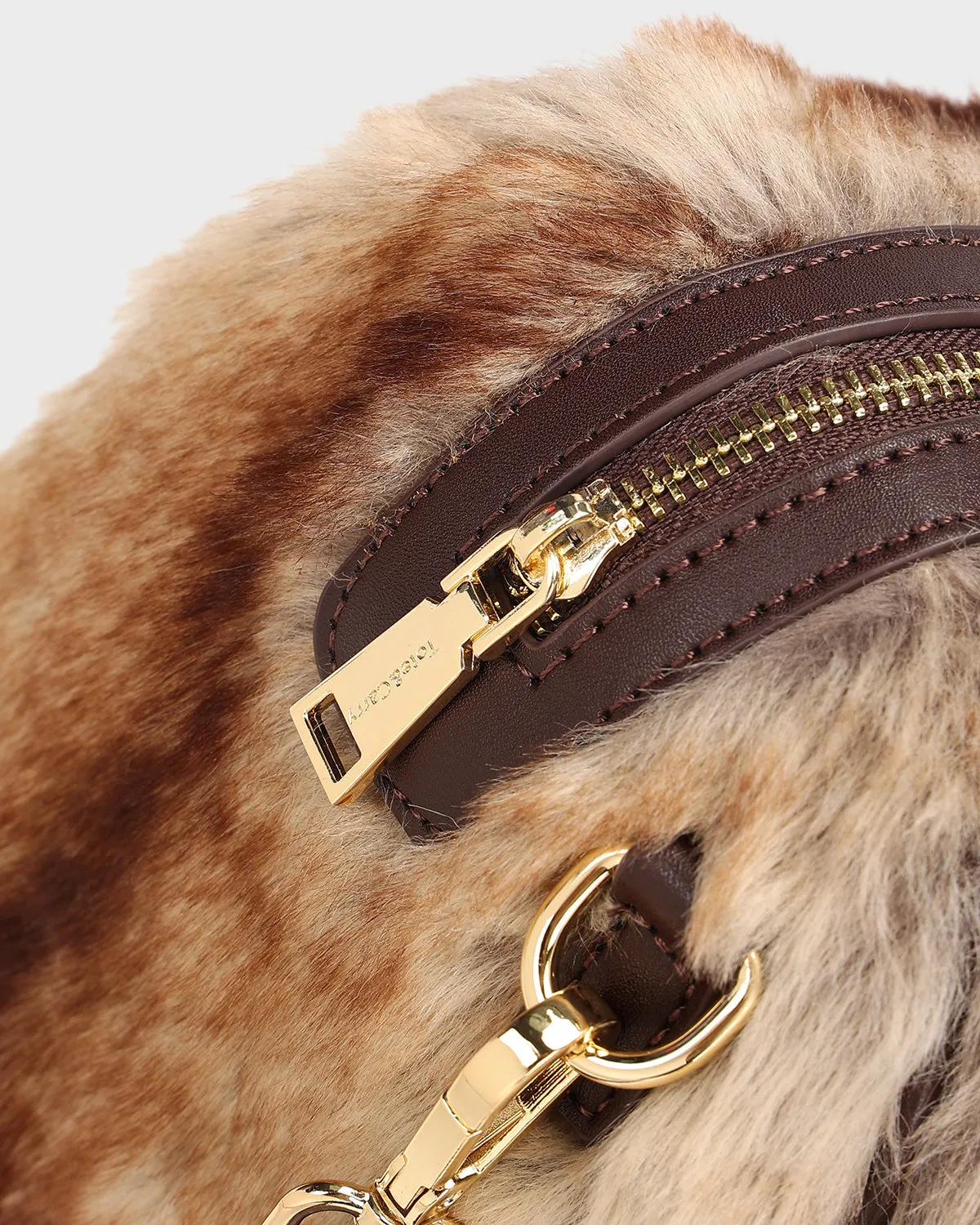 Faux Chinchilla Purse in Coffee Brown