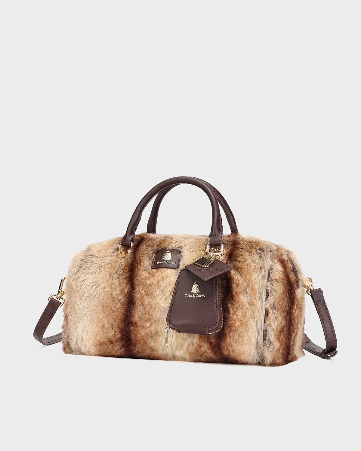 Faux Chinchilla Purse in Coffee Brown