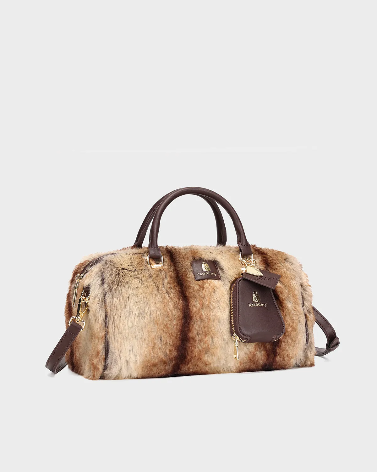 Faux Chinchilla Purse in Coffee Brown