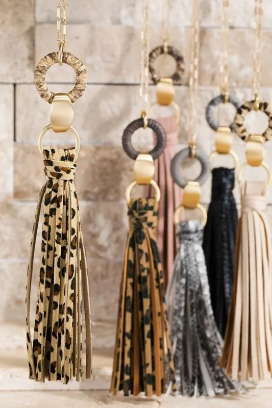 Faux Leather Tassel Necklace -- 5 Colors!