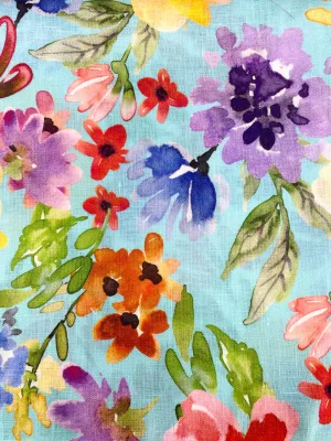 Floral Handkerchief Light Weight 100% Linen Fabric By The Yard/CL1103