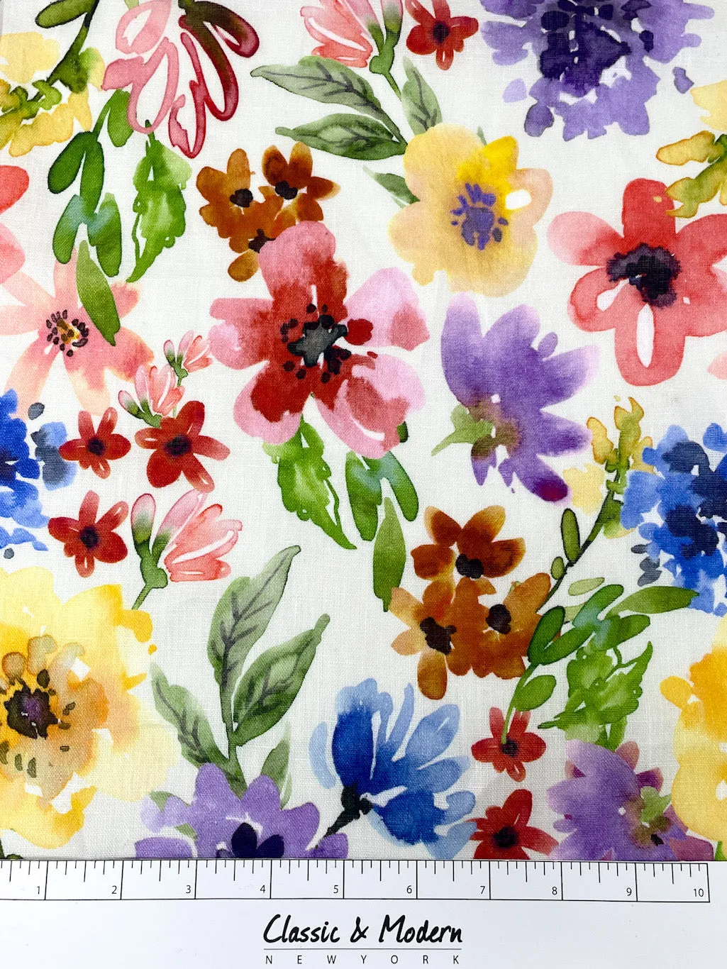 Floral Handkerchief Light Weight 100% Linen Fabric By The Yard/CL1103
