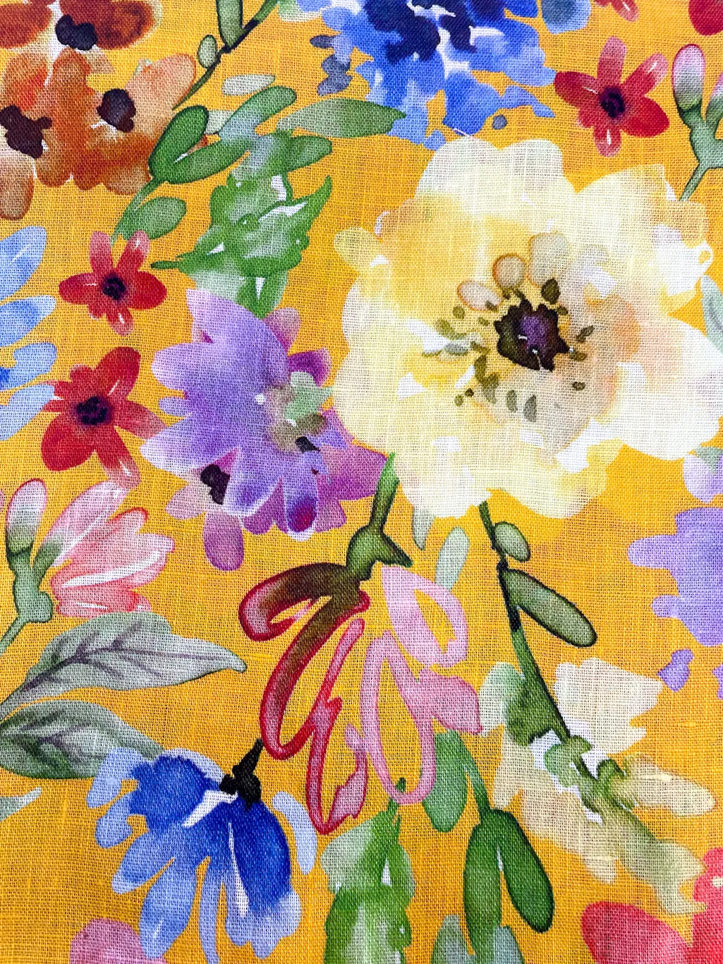 Floral Handkerchief Light Weight 100% Linen Fabric By The Yard/CL1103