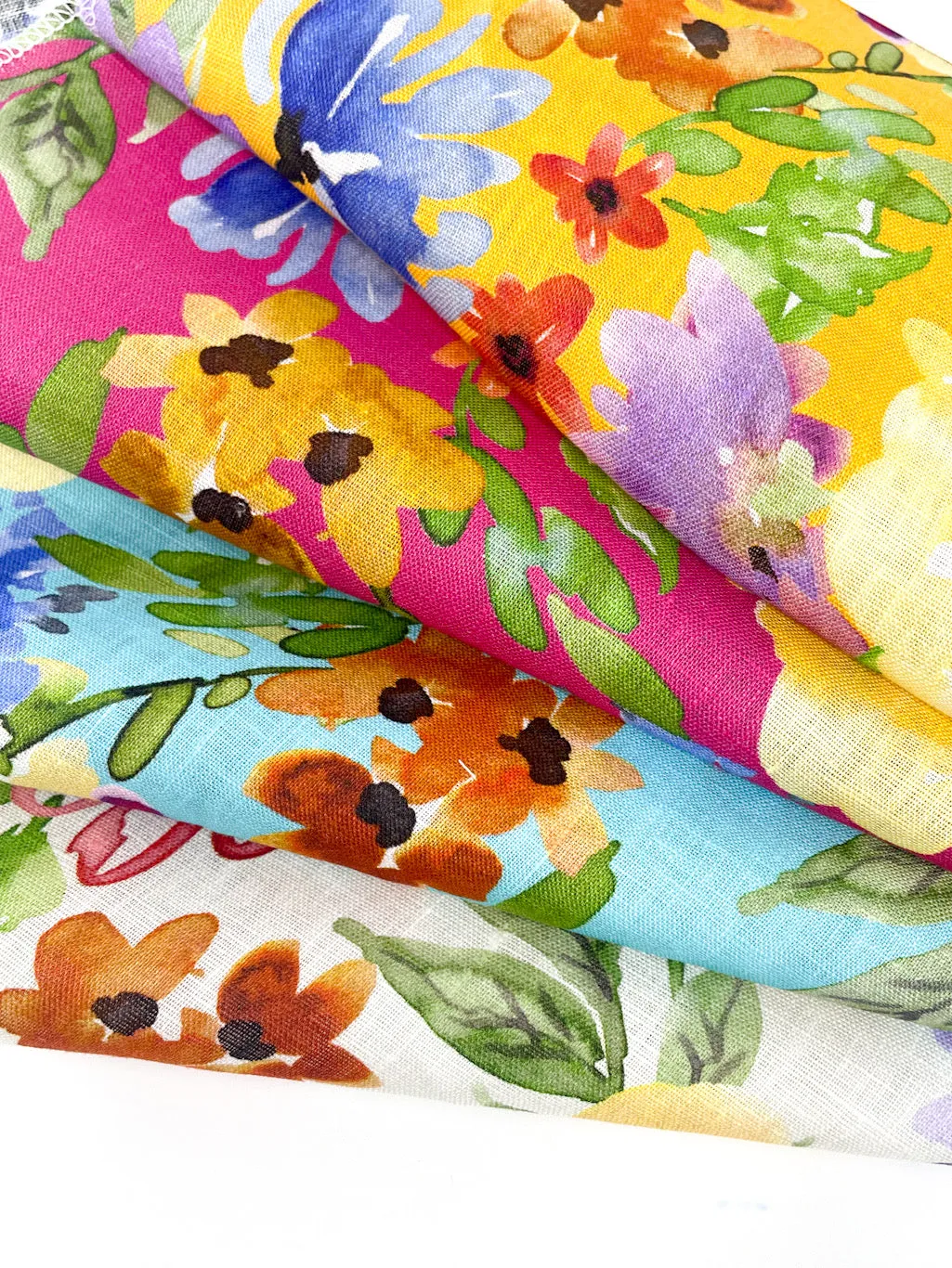 Floral Handkerchief Light Weight 100% Linen Fabric By The Yard/CL1103