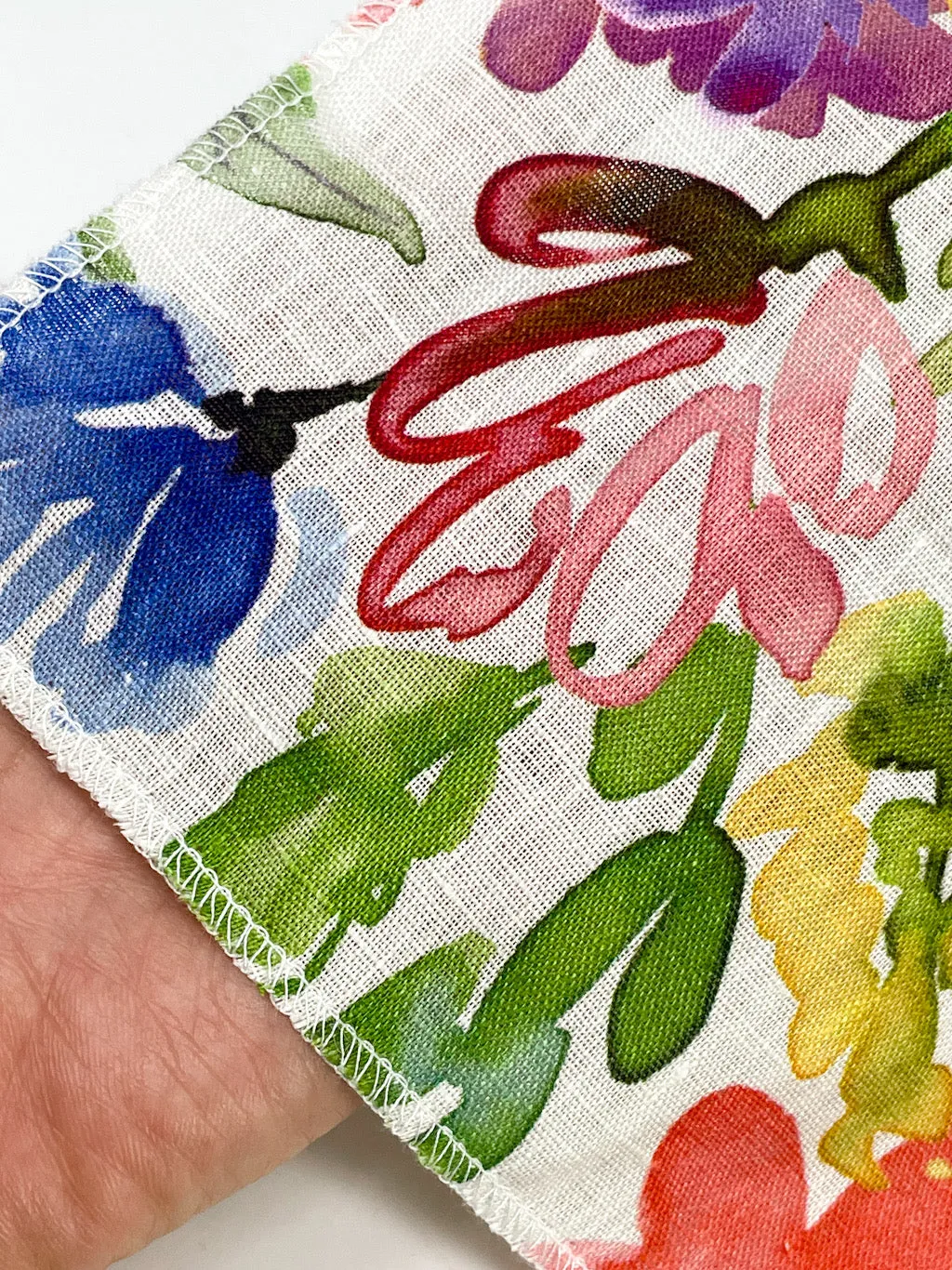 Floral Handkerchief Light Weight 100% Linen Fabric By The Yard/CL1103