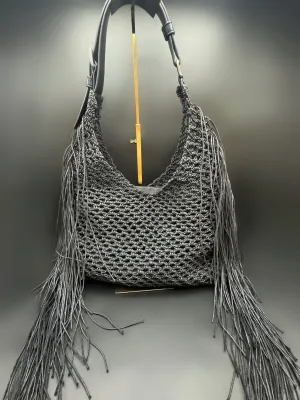 Fringe Shoulder Tote Black