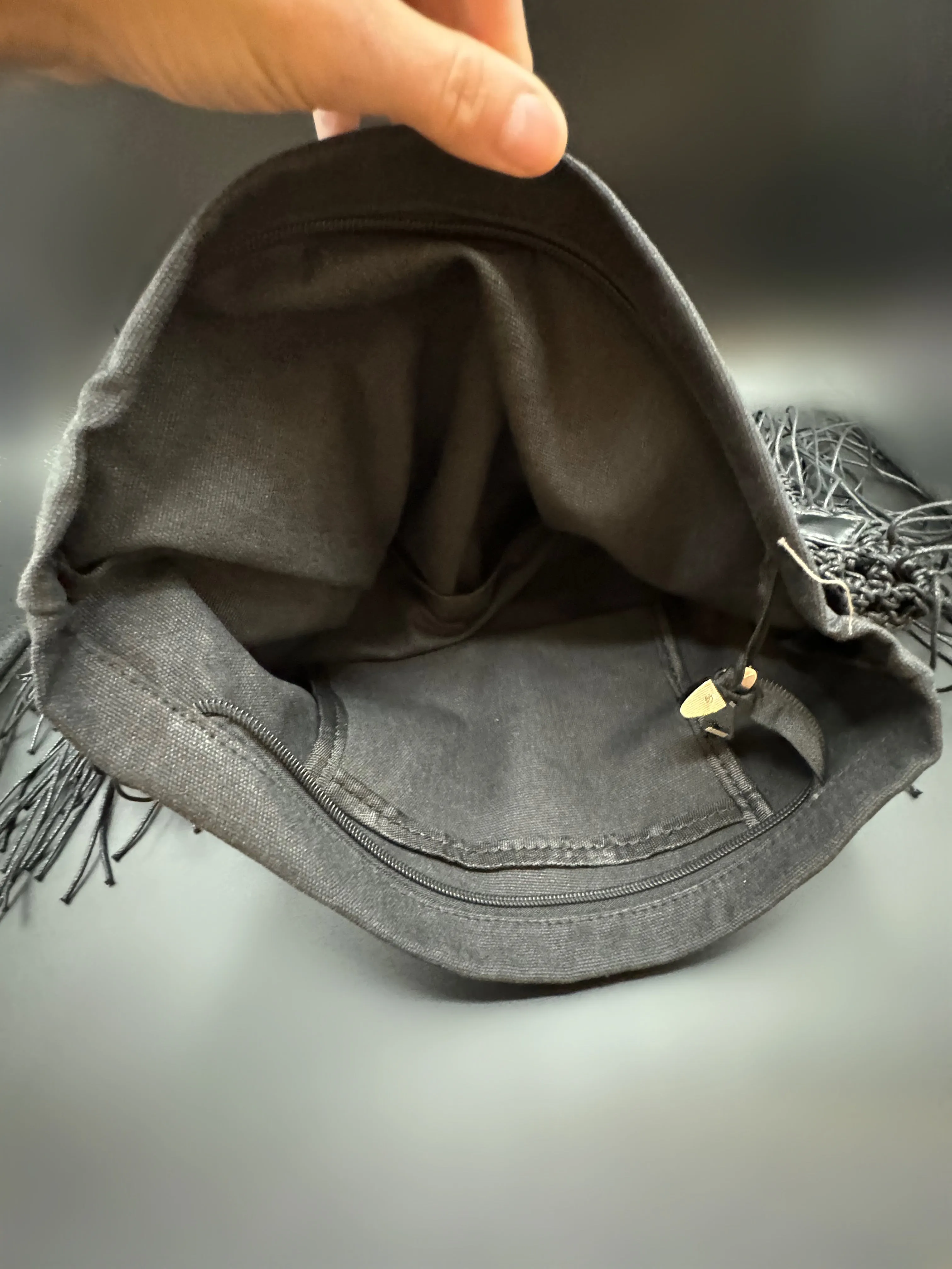 Fringe Shoulder Tote Black