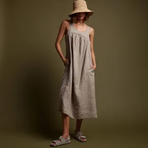 Gathered Linen Dress - Mineral Pigment