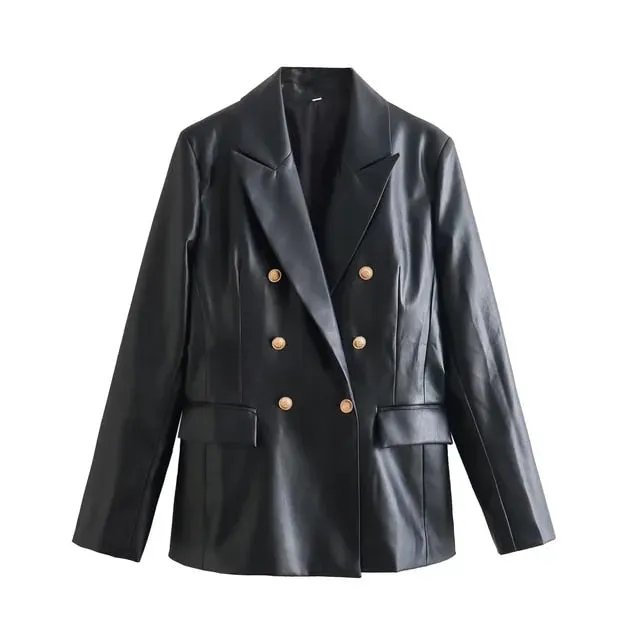 Gianna – Elegant Leather Coat for Women