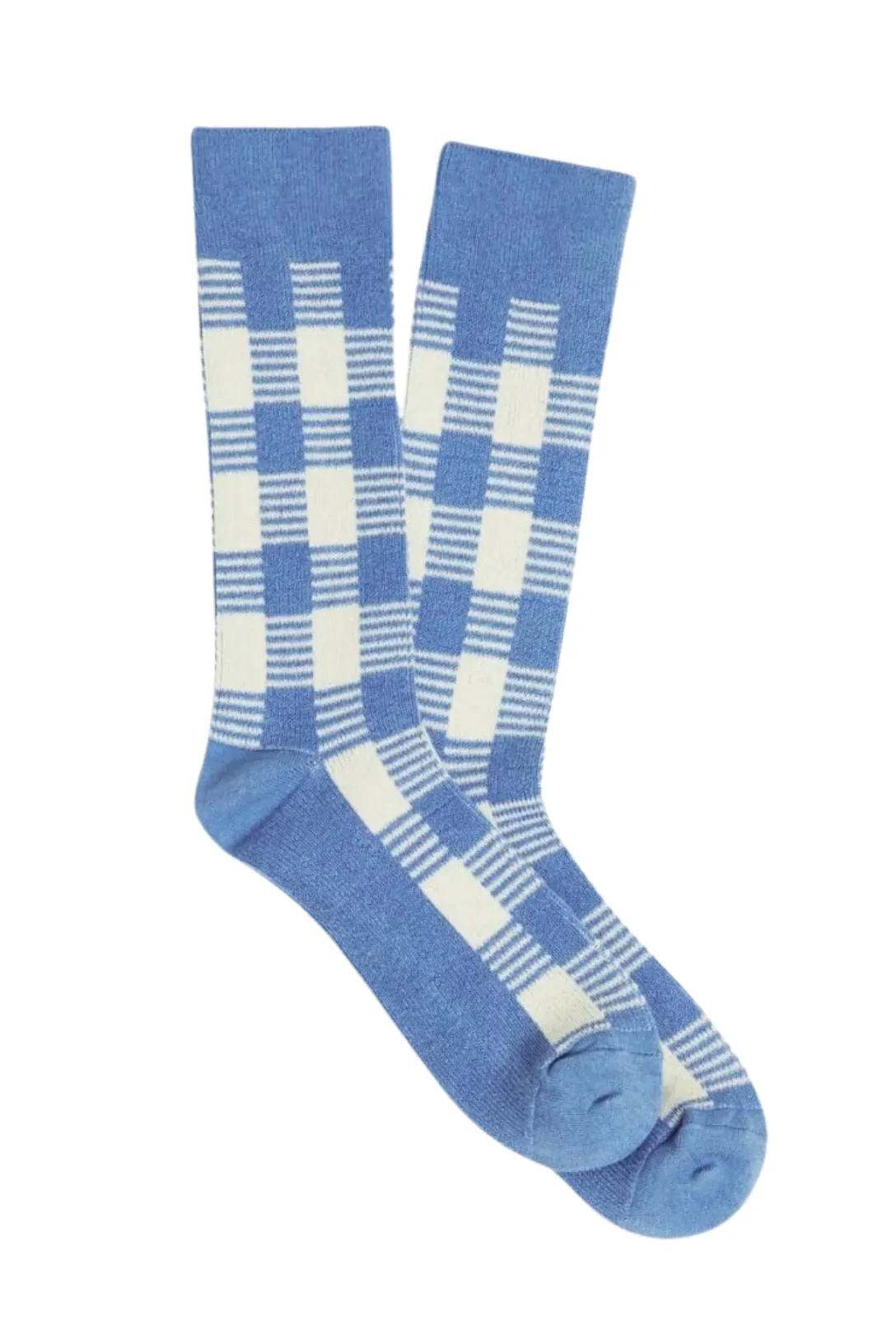 Gingham Socks | French Blue / Cream