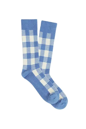 Gingham Socks | French Blue / Cream