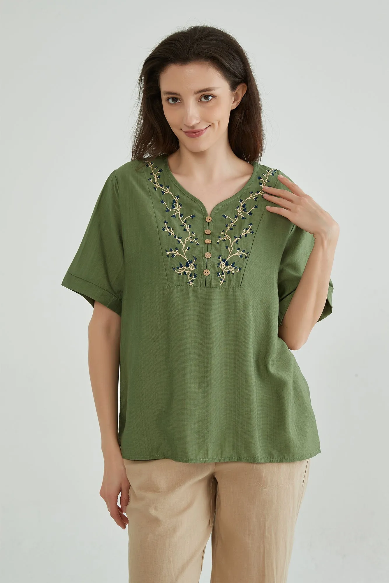 Glade Green Floral Embroidered Top