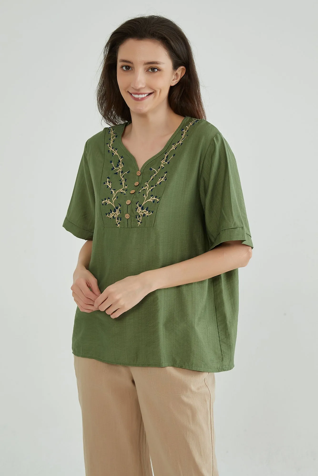 Glade Green Floral Embroidered Top