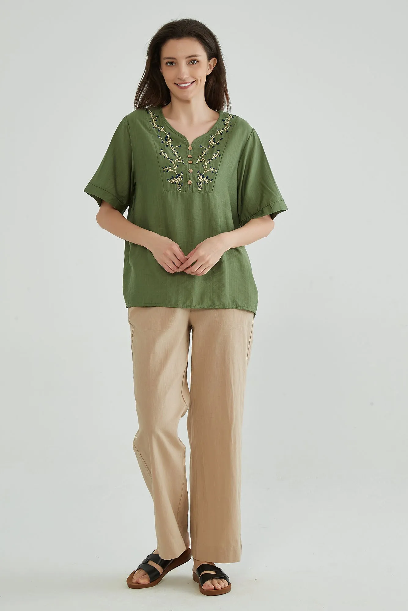 Glade Green Floral Embroidered Top