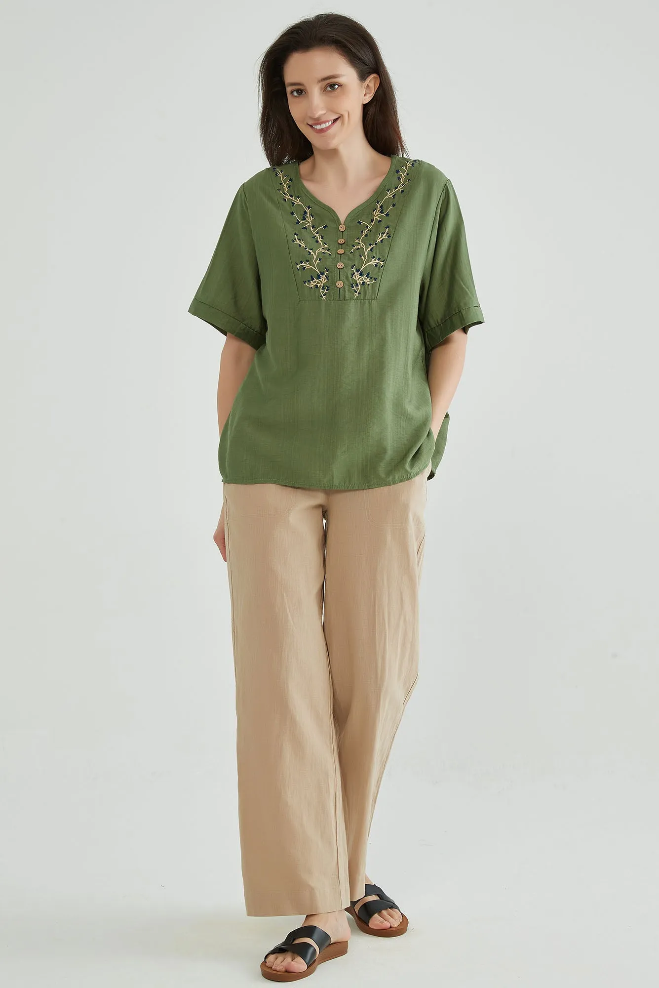 Glade Green Floral Embroidered Top