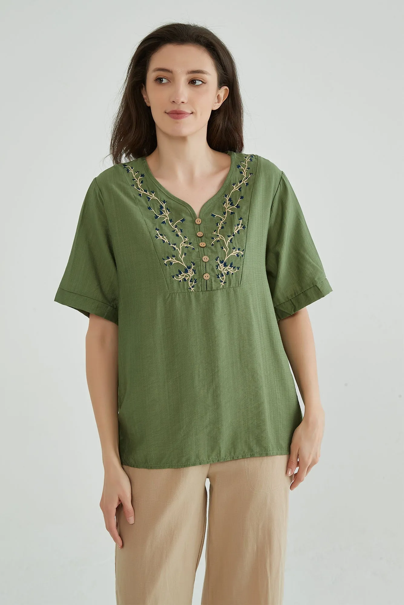 Glade Green Floral Embroidered Top
