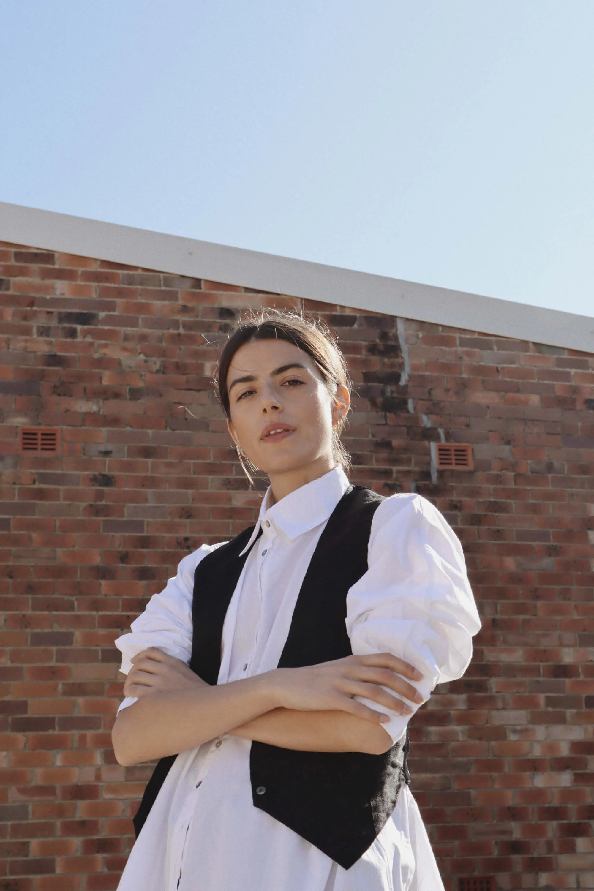Gladys Tailored Linen & Silk Vest Black