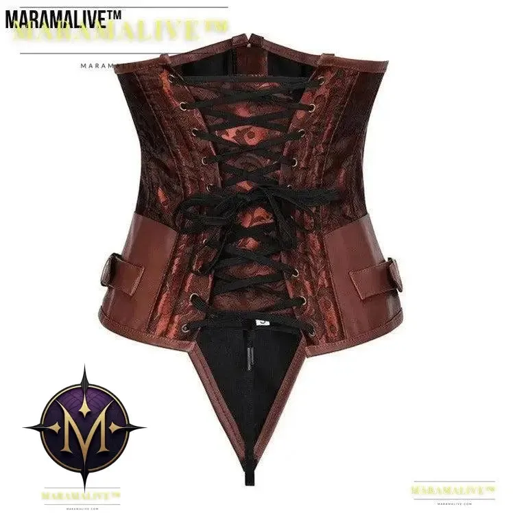 Gothic Retro Women's Corset | Steampunk Bustier with Metal and buckled clasps