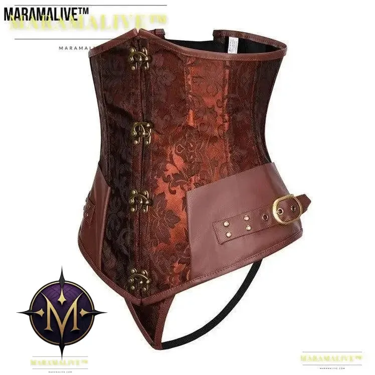 Gothic Retro Women's Corset | Steampunk Bustier with Metal and buckled clasps