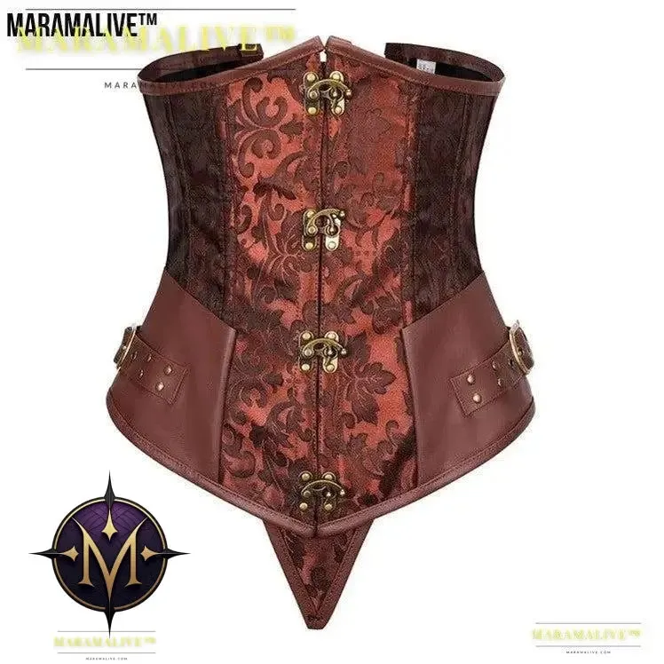 Gothic Retro Women's Corset | Steampunk Bustier with Metal and buckled clasps