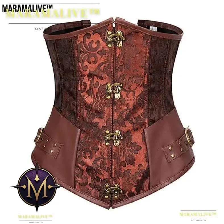 Gothic Retro Women's Corset | Steampunk Bustier with Metal and buckled clasps